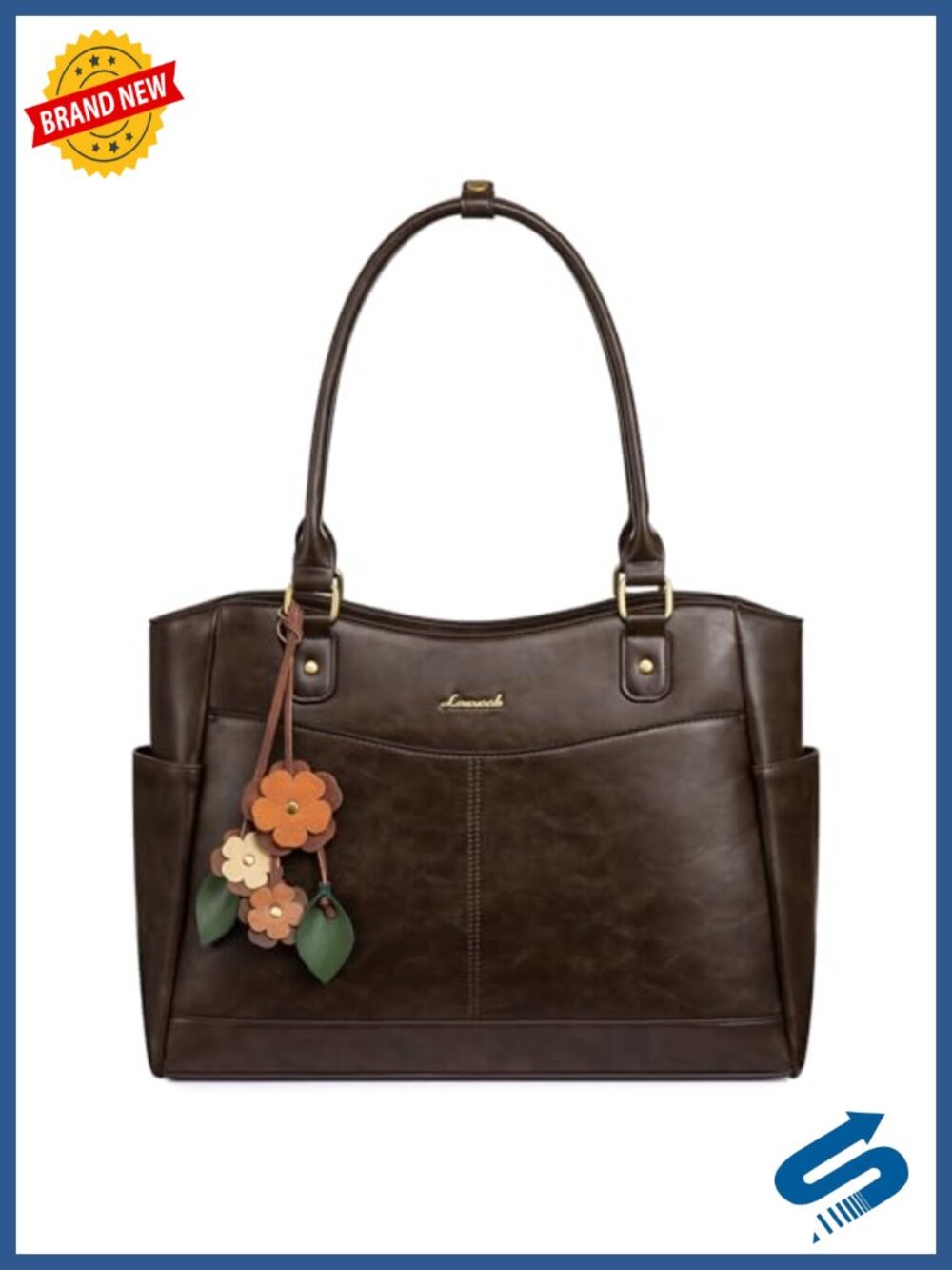Vintage Faux Leather Laptop Tote Bag for Women, Teacher Work Bag Magnetic